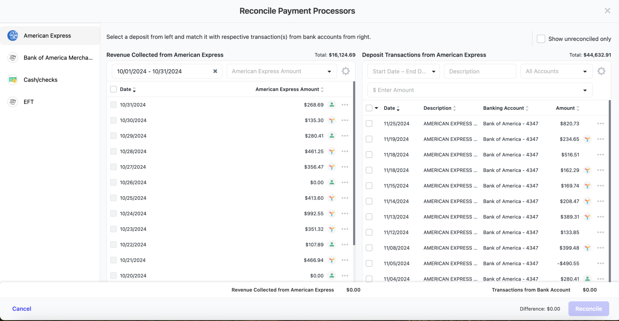 Reconcile Payment Processors